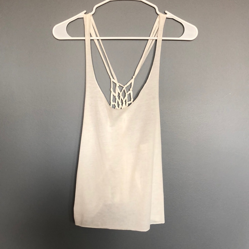 Poof! Super Cool White/OffWhite Tank, Size Small